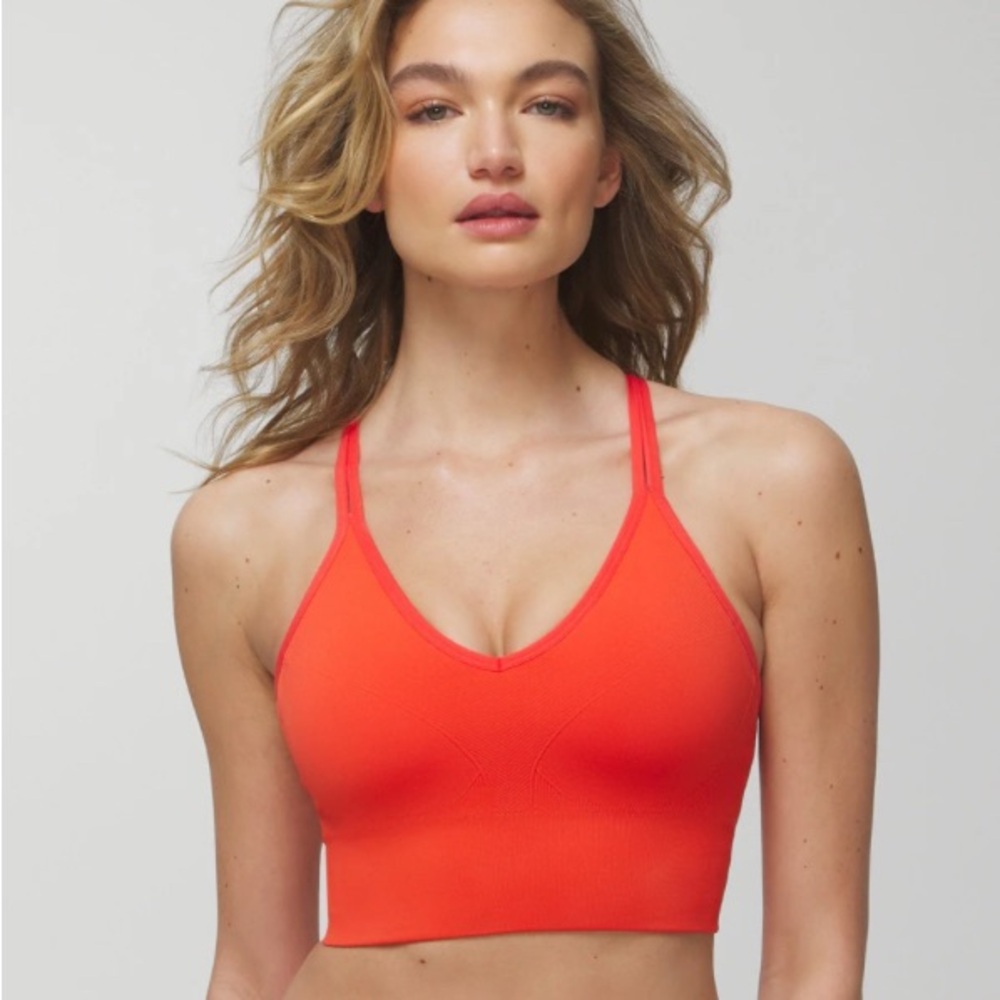 Soma Sport Longline Sports Bra With Strappy Back Size Large Orange Island Guava